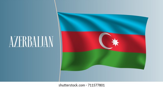 Azerbaijan waving flag vector illustration. Triple stripped flag as a national Azerbaijanian symbol