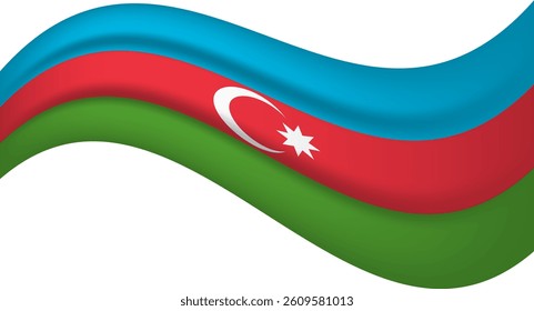 Azerbaijan wavy flag, waving flag vector illustration