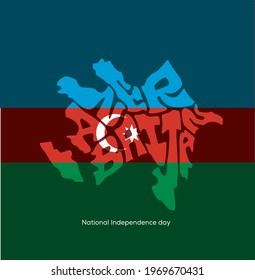 Azerbaijan Written in map shape. Azerbaijan map lettering. Happy independence day of Azerbaijan.  