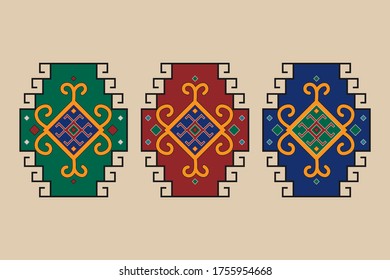 Azerbaijani carpet ornaments vector, Karabakh carpets ornaments. Eastern ornaments