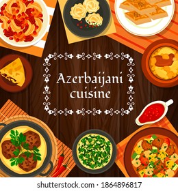 Azerbaijani cuisine vector shah pilaf, chicken cornel, stew ovrishta. Herb omelette kuku, tava kebab, pomegranate sauce narsharab. Fish pie kyata, lamb vegetable stew choban govurma, walnut baklava svg