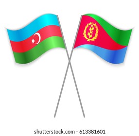 Azerbaijani and Eritrean crossed flags. Azerbaijan combined with Eritrea isolated on white. Language learning, international business or travel concept.