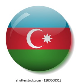 Azerbaijani flag glass button vector illustration
