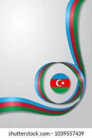 Azerbaijani flag wavy abstract background. Vector illustration.