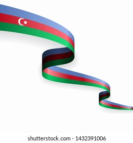 Azerbaijani flag wavy abstract background. Vector illustration.