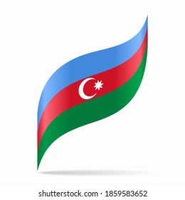 Azerbaijani flag wavy abstract background. Vector illustration.