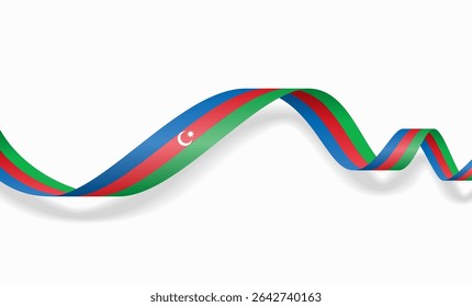 Azerbaijani flag wavy abstract background. Vector illustration.