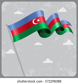 Azerbaijani flag wavy abstract background. Vector illustration.