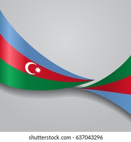 Azerbaijani flag wavy abstract background. Vector illustration.