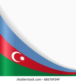 Azerbaijani flag wavy abstract background. Vector illustration.