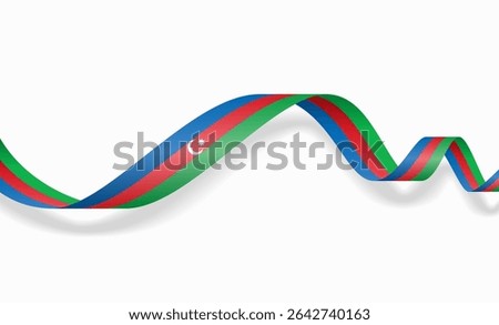 Azerbaijani flag wavy abstract background. Vector illustration.
