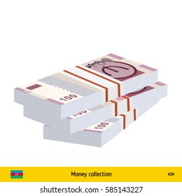 Azerbaijani manat banknotes. Azerbaijani manat banknote vector illustration.