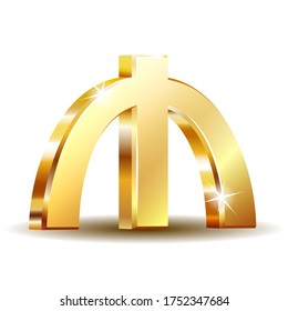 Azerbaijani manat currency symbol, golden money sign, vector illustration on white background