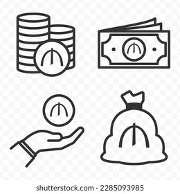 Azerbaijani manat icons set money icon vector image on transparent background (PNG).