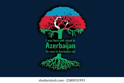 Azerbaijani roots and symbolism: a tree with the Azerbaijani flag, embodying national pride and love for nature