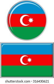 Azerbaijani round and square icon flag. Vector illustration Eps 8.