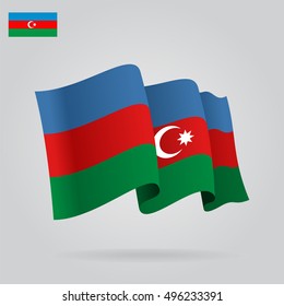 Azerbaijani waving Flag. Vector illustration.