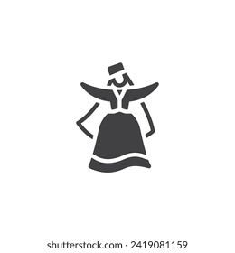 Icono vectorial de danza azerbaiyana. signo plano relleno para concepto móvil y diseño web. Mujer azerbaiyana con vestimenta tradicional ícono de glifo. Símbolo, ilustración del logotipo. Gráficos vectoriales