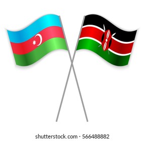 Azeri and Kenyan crossed flags. Azerbaijan combined with Kenya isolated on white. Language learning, international business or travel concept.