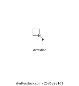 Azetidine skeletal structure.Heterocycle compound schematic illustration. Simple diagram, chemical formula.