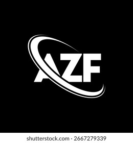 Logotipo da AZF. Design do logotipo da letra AZF. Logotipo inicial AZF ligado com círculo e monograma maiúsculo. AZF tipografia para tecnologia, negócios e marca imobiliária.