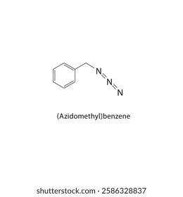 (Azidomethyl)benzene skeletal structure.Azide compound schematic illustration. Simple diagram, chemical formula.