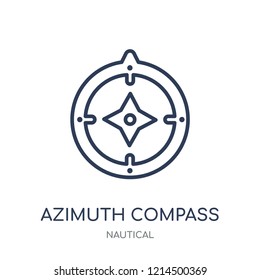 Azimuth compass icon. Azimuth compass linear symbol design from Nautical collection. Simple outline element vector illustration on white background.