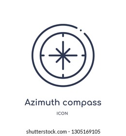 azimuth compass icon from nautical outline collection. Thin line azimuth compass icon isolated on white background.