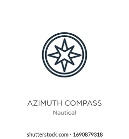 Azimuth compass icon. Thin linear azimuth compass outline icon isolated on white background from nautical collection. Line vector sign, symbol for web and mobile