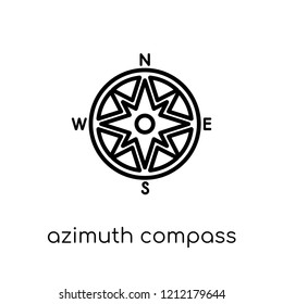 Azimuth compass icon. Trendy modern flat linear vector Azimuth compass icon on white background from thin line Nautical collection, editable outline stroke vector illustration