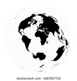 Azimuthal equidistant projection of world