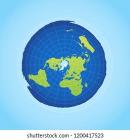 Azimuthal projection flat land on light background. Vector Illustration.