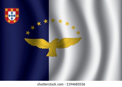 Azores flag background with cloth texture. Azores Flag vector illustration eps10.