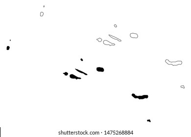 Azores (Portuguese Republic, Portugal) map vector illustration, scribble sketch Autonomous Region of the Azores (Flores, Corvo, Graciosa, Terceira, Sao Jorge, Pico, Faial, Sao Miguel, Santa Maria) map