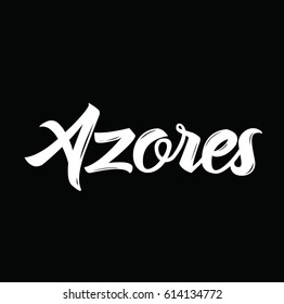 azores, text design. Vector calligraphy. Typography poster. Usable as background.