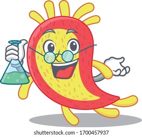 Azorhizobium caulinodans smart Professor Cartoon design style working with glass tube