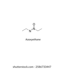 Azoxyethane skeletal structure.Azo Compound compound schematic illustration. Simple diagram, chemical formula.