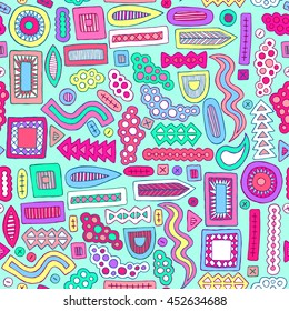 Aztec abstract doodles pattern. Zentangle ornament background. Abstract ethnic elements. Unusual fabric design. Trendy sketch texture.