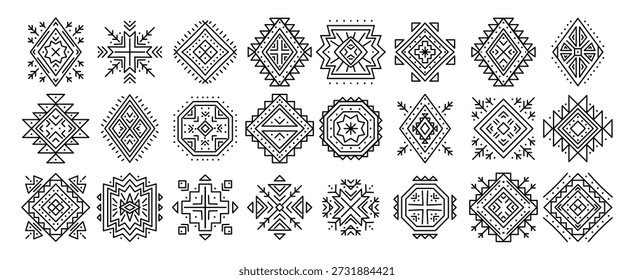 aztec abstract geometric elements set of ethnic ornaments 