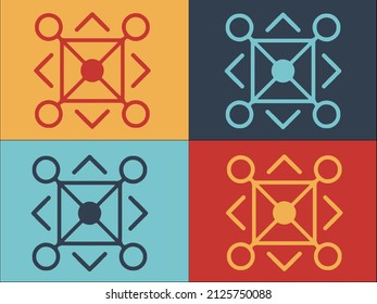 Plantilla de logotipo de alquimia azteca, icono plano simple de alquimia, místico, símbolo
