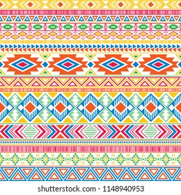 Aztec american indian pattern tribal ethnic motifs geometric vector background. Vintage native american tribal motifs clothing fabric ethnic traditional design. Mayan clothes pattern design.