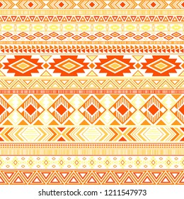 Aztec american indian pattern tribal ethnic motifs geometric seamless background. Unusual native american tribal motifs clothing fabric ethnic traditional design. Aztec symbol fabric print.