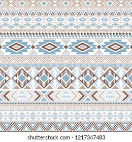 Aztec american indian pattern tribal ethnic motifs geometric seamless background. Doodle native american tribal motifs textile print ethnic traditional design. Aztec symbol fabric print.