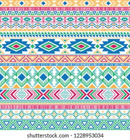 Aztec american indian pattern tribal ethnic motifs geometric seamless background. Modern native american tribal motifs clothing fabric ethnic traditional design. Mayan clothes pattern design.