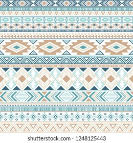 Aztec american indian pattern tribal ethnic motifs geometric seamless background. Eclectic native american tribal motifs textile print ethnic traditional design. Mexican folk fashion.