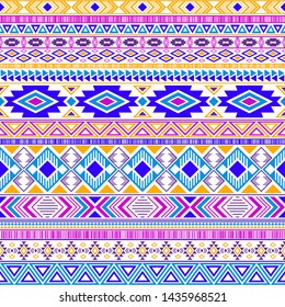 Aztec american indian pattern tribal ethnic motifs geometric seamless background. Modern native american tribal motifs clothing fabric ethnic traditional design. Mexican folk fashion.