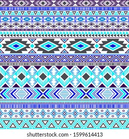 Aztec american indian pattern tribal ethnic motifs geometric seamless background. Impressive native american tribal motifs clothing fabric ethnic traditional design. Mexican folk fashion.