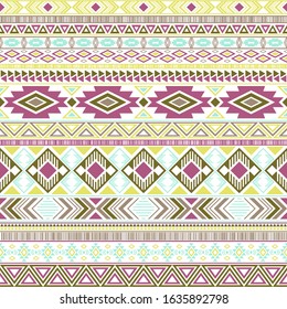 Aztec american indian pattern tribal ethnic motifs geometric seamless background. Chic native american tribal motifs clothing fabric ethnic traditional design. Mayan clothes pattern design.
