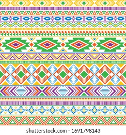 Aztec american indian pattern tribal ethnic motifs geometric seamless background. Modern native american tribal motifs textile print ethnic traditional design. Mexican folk fashion.