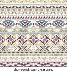 Aztec american indian pattern tribal ethnic motifs geometric seamless background. Graphic native american tribal motifs textile print ethnic traditional design. Mayan clothes pattern design.